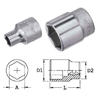 Genius Tools 323215 3/8"-os 6 lapú dugókulcs fej, 15 mm termék fő termékképe