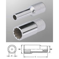 Genius Tools 437813 1/2"-os 12 lapú dugókulcs fej, hosszított kivitel, 13 mm termék fő termékképe