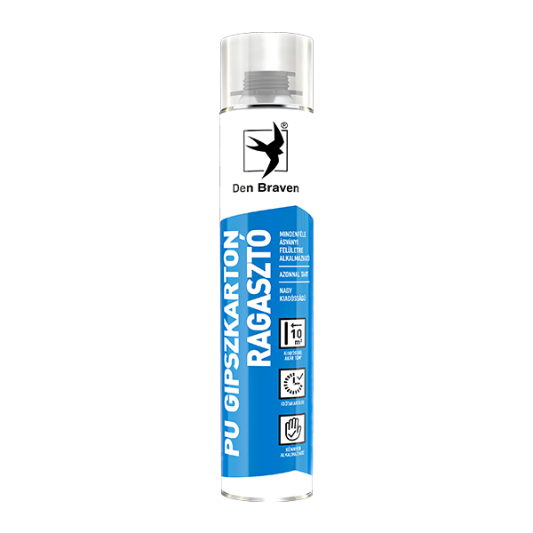Den Braven PU gipszkarton ragasztó, pisztolyos flakon, szürke, 750 ml termék fő termékképe