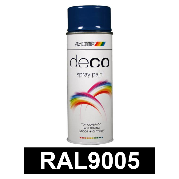Motip DECO szintetikus festék spray, RAL9005 (fényes fekete), 400 ml termék fő termékképe