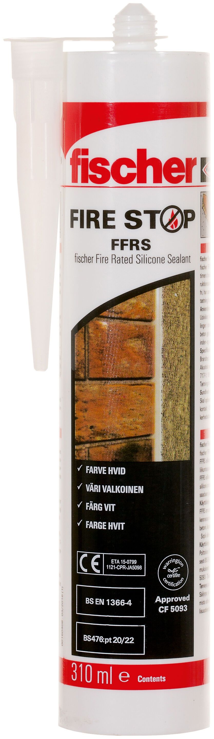 Fischer FFRS tűzálló szilikon tömítőanyag (DA/FI/NO/SV), fehér, 310 ml termék fő termékképe