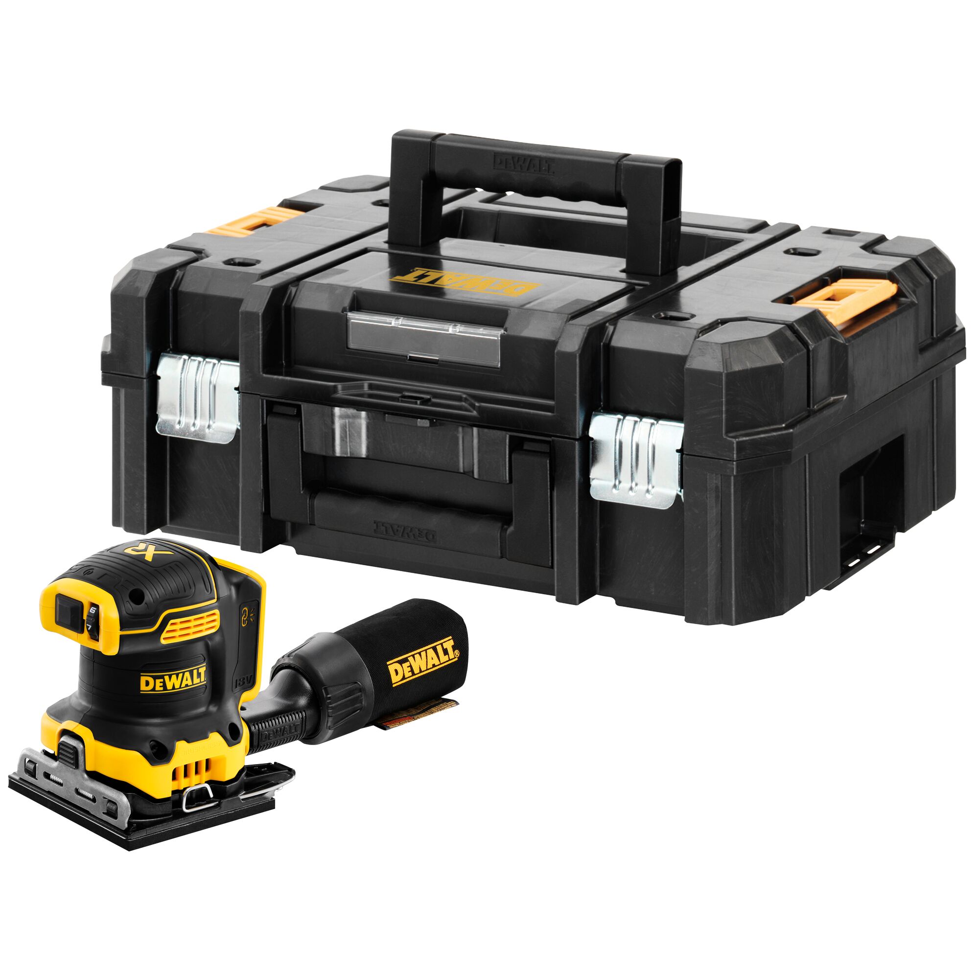 Dewalt DCW200NT szénkefe nélküli rezgőcsiszoló (akku és töltő nélkül, TSTAK kofferben) termék fő termékképe